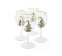 Portmeirion Home & Gifts Spode Wine Glass Boxed Set, Glass, Multi-Colour, Set of 4, 0.38 liters, Christmas Tree