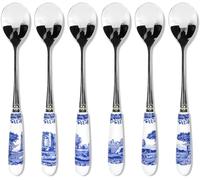 Portmeirion Home & Gifts Tea Spoons S/6 Stainless Steel Blue & White 15cm the Ne
