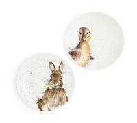 Portmeirion Home & Gifts Wrendale Coupe Plates Set of 2 (Bunny & Duckling), Multicolour (WND3994-XW)