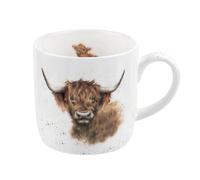 Wrendale Highland Coo (Cow) Single Mug, Bone China, Multi-Colour, 11 x 6.5 x 8.3 cm