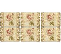 Portmeirion Pimpernel 30.5 x 23 cm MDF with Cork Back Linen Placemats, Set of 6, Antique Rose