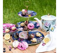 Sara Miller SMON78963-XG Portmeirion Orchard 3 Tier Cake Stand Navy, Porcelain