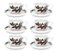 Portmeirion The Holly & The Ivy Set of 6 Teacup & Saucers