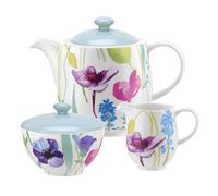 Portmeirion Home & Gifts Water Garden 3pc teaset, Porcelain, Multi, 1.35x0.03x0.05 cm