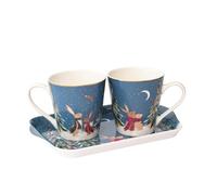 Portmeirion Woodland Tales Mug & Tray Set, French Blue
