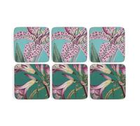 Portmeirion x Botanic Garden Flora & Fauna Coasters Set of 6, Cork Backed Drink Coasters, Heat & Stain Resistant Table Protection, Butterfly & Floral Design, 10.5 x 10.5 cm