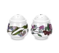 Portmeirion x Botanic Garden Salt and Pepper Pots, Romantic Shape, Earthenware Floral Design with Rhododendron and Forget Me Not Motifs, Made in England, 7cm