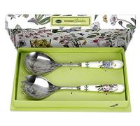 Portmeirion x Botanic Garden Set of 2 Salad Servers - Stainless Steel Serving Utensils with Multi-Colour Porcelain Handles, Durable and Stylish for Tossing and Serving Salads