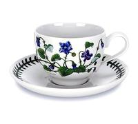 Portmeirion 60820AZ Botanic Garden Traditional Teacup, 0.2L, Various Motifs - Set of 6, Blue, White