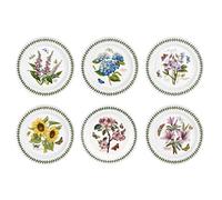 Portmeirion Plate Botanic Garden, Set of 6, Various Motifs, Dia. 25 cm, White