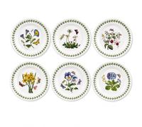 Portmeirion x Botanic Garden Set of 6 Side Plates - White Dessert Plates with Elegant Laurel Leaf Border and Floral Design, Suitable for Everyday Dining or Picnics, Made in England, Size 16.5cm