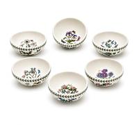 Portmeirion x Botanic Garden Set of 6 Stacking Bowls - White Floral Designs, Made in England Earthenware, Stylish & Versatile, Safe for Microwave & Dishwasher, 14cm