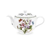 Portmeirion x Botanic Garden Teapot - Elegant 2 Pint Floral White Tea Pot, Traditional Shape, Durable Made in England Earthenware, Suitable for Afternoon Tea, Office, Outdoor Use or Entertaining
