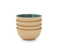 Portmeirion x Minerals 4-Piece Jade Medium Bowl Set (17cm, 482ml) - Blue Reactive Glaze Stoneware Bowls for Soup, Pasta and Everyday Dining