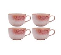 Portmeirion x Minerals 4-Piece Rose Quartz Jumbo Mug Set (H8cm, 600ml) - Blue Reactive Glaze Stoneware Coffee & Tea Mugs for Everyday Use, Contemporary Tableware