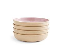 Portmeirion x Minerals 4-Piece Rose Quartz Low Bowl Set (20cm, 668ml) - Blue Reactive Glaze Stoneware Bowls for Pasta, Salad and Modern Everyday Dining
