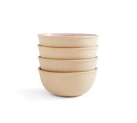 Portmeirion x Minerals 4-Piece Rose Quartz Medium Bowl Set (17cm, 482ml) - Blue Reactive Glaze Stoneware Bowls for Soup, Pasta and Everyday Dining