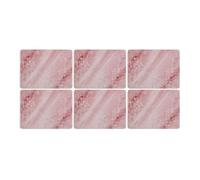 Portmeirion x Minerals Rose Quartz Placemats Set of 6, Pimpernel Cork Backed Table Mats, Heat & Stain Resistant Table Protection, Pink Marble Design, 30.5 x 23 cm