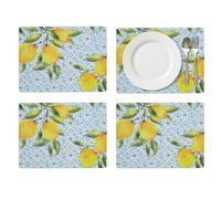 Portmeirion x Pimpernel Amalfi Lemons Large Placemats Set of 4, Cork Backed Table Mats, Heat & Stain Resistant Table Protection, Mediterranean Lemon Tile Design, 40 x 30 cm