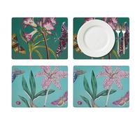 Portmeirion x Pimpernel Botanic Garden Flora & Fauna Large Placemats Set of 4, Cork Backed Table Mats, Heat & Stain Resistant Table Protection, Butterfly Floral Design, 40 x 30 cm