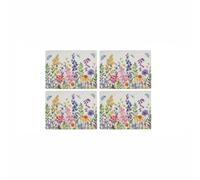 Portmeirion x Pimpernel Wildflowers Large Placemats Set of 4, Cork Backed Table Mats, Heat & Stain Resistant Table Protection, Floral Meadow Design, 40 x 30 cm