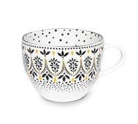 Portmeirion x Sara Miller London Artisanne Noir Mandala Mug (400ml, H8.3cm) - Porcelain Coffee & Tea Mug with Gold Detailing, Black & White Patterned Tableware