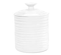 Portmeirion x Sophie Conran White Porcelain Storage Jar with Lid and Handle, Stylish and Durable Canister for Kitchen Essentials, 10.5cm Tall