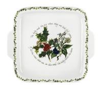 Portmeirion x The Holly & Ivy Cake Plate - Ceramic Square Plate with Handle, Stylish and Durable, Suitable for Serving Cakes, Pastries, Desserts, or Everyday Entertaining