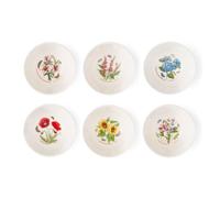 Portmerion Botanic Garden Meadow - 5" Round Stacking Bowl (Set of 6) | Assorted Florals with Colorful Laurel Leaf Border| Earthenware | Microwave & Dishwasher Safe | Home & Restaurant for Daily Use