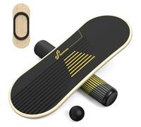 portneer Balance Board, 7 Modes Wobble Board, Indoor Board, Skateboard, Surf Balance Board with Adjustable Stoppers - Balance Board Wooden - Scooter and 2.8" Ball Included