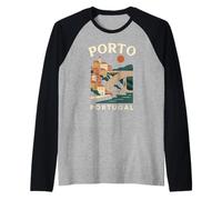 Porto Portugal Retro Riverside City Travel Portuguese Europe Raglan Baseball Tee