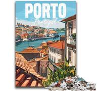 Porto Portugal Travel Jigsaw Puzzles for Adults Teenagers Jigsaws Puzzle, Educational Family Game Suitable for Desktop Decoration 1000pcs (26x38cm)