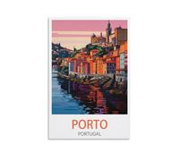 Porto Portugal Vintage Travel Poster Lake 08x12inch(20x30cm) Canvas Wall Art Posters for Living Room Decor Paintings for Home Decor