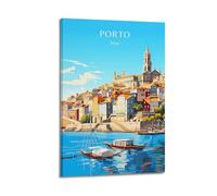 Porto Portugal Vintage Travel Poster Room Aesthetic Print Art Wall Painting Canvas Modern Bedroom Decor 16x24inch(40x60cm)