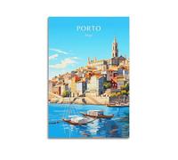 Porto Portugal Vintage Travel Poster Wall Art Scroll Canvas Painting Picture Living Room Decor Home 12x18inch(30x45cm)