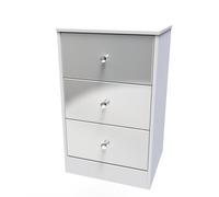 Porto Ready Assembled Bedside Table with 3 Drawers - Uniform Matt & White Matt - Welcome Furniture | TJ Hughes
