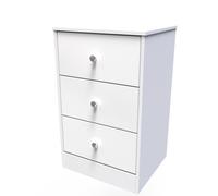 Porto Ready Assembled Bedside Table with 3 Drawers - White Matt - Welcome Furniture | TJ Hughes