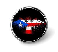 Porto Rico Flag Round Metal Badge Lapel Pin,Stylish Patriotic Pattern Button Brooch Decorative Badges for Men Women