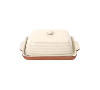 Porto Terracotta Ribbed Butter Dish - Stone