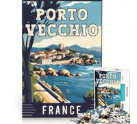 Porto Vecchio in France 1000 piece jigsaw | Hand Speed Race Help the brain exercise with Matching Poster and Trivia Sheet 50x75cm