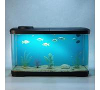 PortoAlegre 15L Aquarium Complete Set, Rectangular Aquarium with LED Cover, Acrylic Decor for Fish and Water Plants