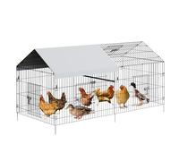 PortoAlegre Metal Chicken Coop, 218 x 101 x 101 cm, Large Chicken Enclosure, Small Animal Hutch Aviary with 4 Doors and Windows, Waterproof and UV-Resistant Cover, Hutch Cages for Poultry, Rabbits