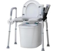 PortoAlegre Raised Toilet Seat with Armrests, 45-55 cm, Height Adjustable, Padded Toilet Booster Seat for Seniors, Raised Toilet Seat with Suction Cups for Seniors Disabled, Pregnant Women
