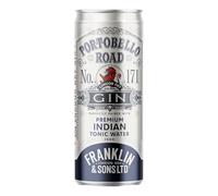 Portobello Road Gin & Franklin & Sons Natural Indian Tonic Water | 5.5% ABV 12 x 250ml Case | Premium Gin & Tonic Cans | Pre-Mixed & Ready to Drink Cans | Spirit & Mixer Alcoholic Drinks