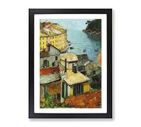 Portofino In Italy By Carl Moll Classic Painting Framed Wall Art Print, Ready to Hang Picture for Living Room Bedroom Home Office Décor, Black A4 (34 x 25 cm)