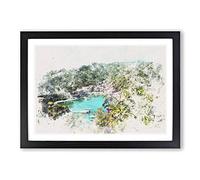Portofino in Italy Watercolour Framed Print | A2 Black Framed Wall Art | Ready to Hang | Modern Historical Picture | Living Room Bedroom Lounge Office