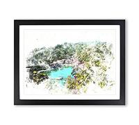 Portofino In Italy Watercolour Modern Framed Print | A4 Black Framed Wall Art | Ready to Hang | Modern Historical Picture | Living Room Bedroom Lounge Office