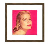 Portrait Actress Princess Grace Kelly Photo 8X8 Inch Square Wooden Framed Wall Art Print Picture with Mount Artery8 Brown One Size