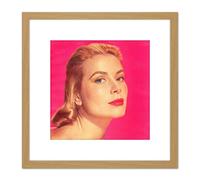 Portrait Actress Princess Grace Kelly Photo 8X8 Inch Square Wooden Framed Wall Art Print Picture with Mount Artery8 Light Oak One Size