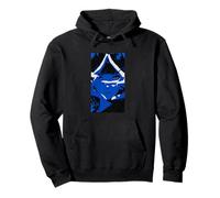 Portrait anime woman blue Japanese design aesthetic Pullover Hoodie